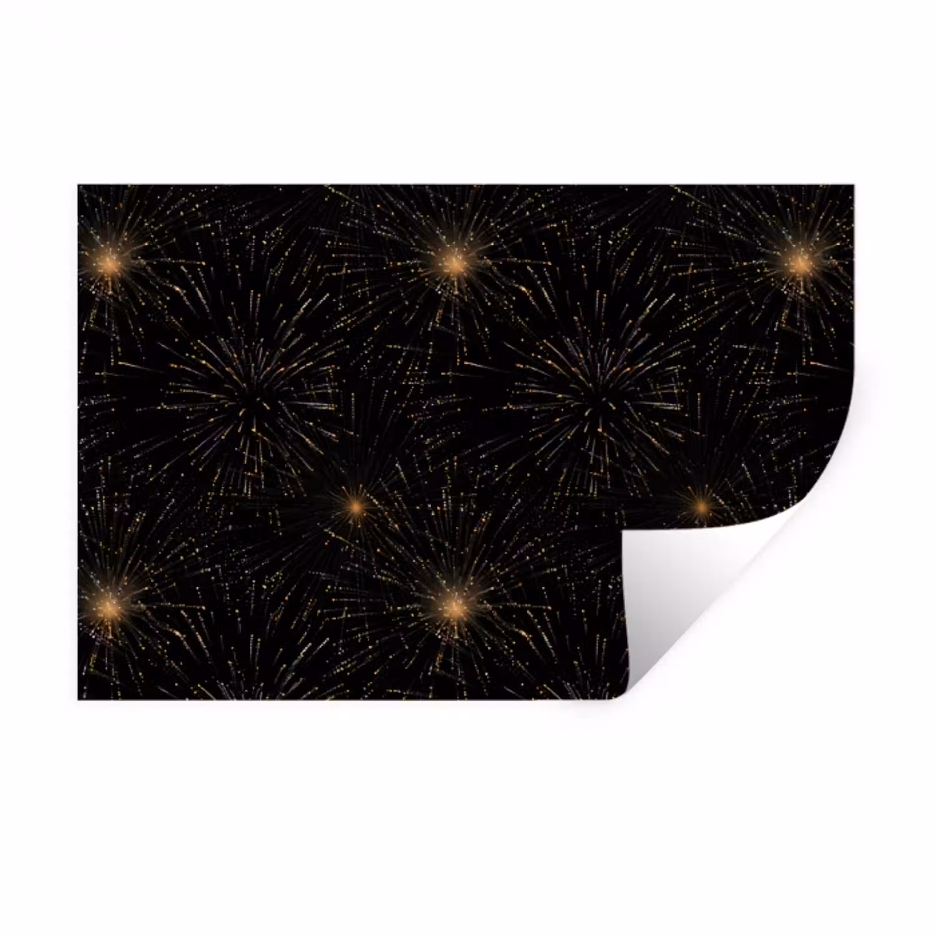 Vuurwerk - Patroon - Feestelijk - Goud - Zwart Muursticker klein 286 -3d