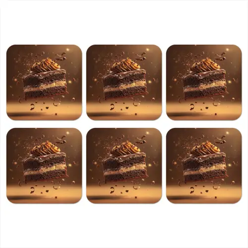 Taart - Chocolade - Eten - Brownie onderzetter kurk middel -3d