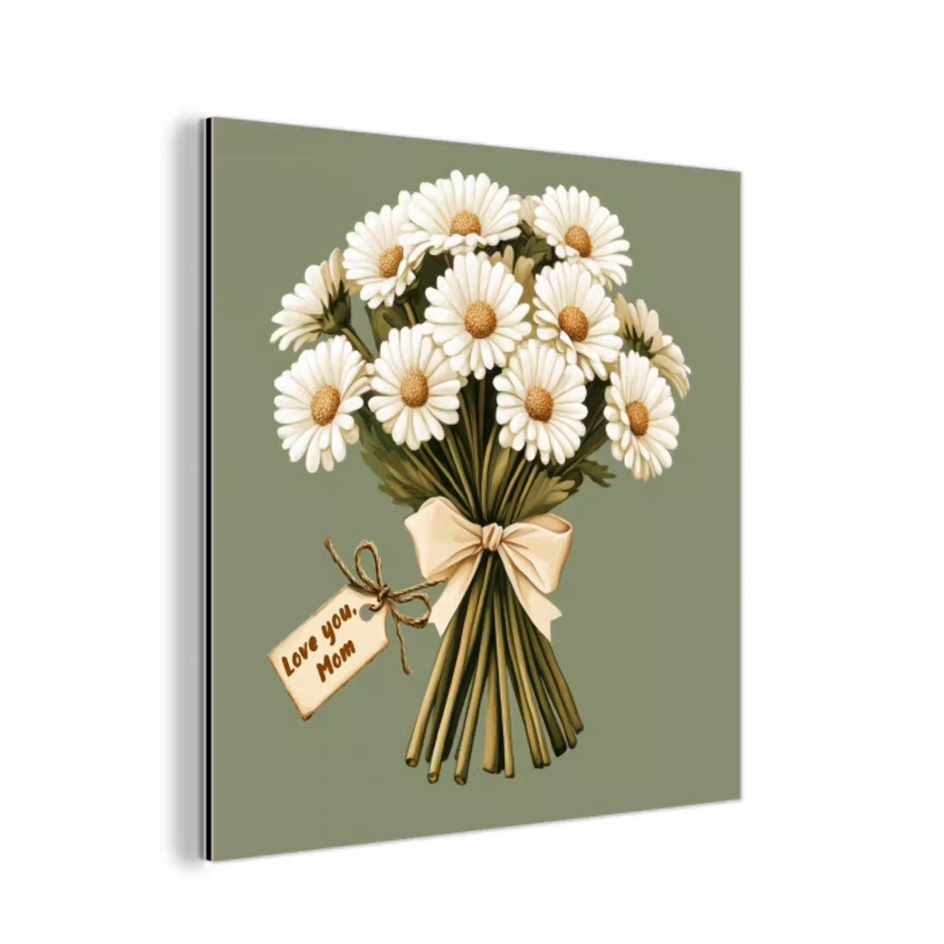 Lint - Boeket - Groen - Quote aluminium wit klein -3d