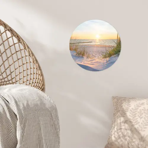 Strand - Zon - Duin - Gras - Zand - Horizon Wandcirkel behangsticker klein -sfeer4