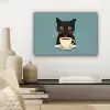 Kat - Zwart - Koffie - Minimalistisch canvas 2cm klein -sfeer6