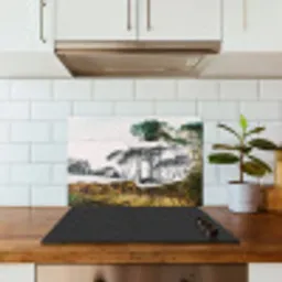 Italiaans landschap parasoldennen - Kunst - Hendrik Voogd - Schilderij - Zwart wit - Oude meesters keuken achterwand spatscherm klein -sfeer2