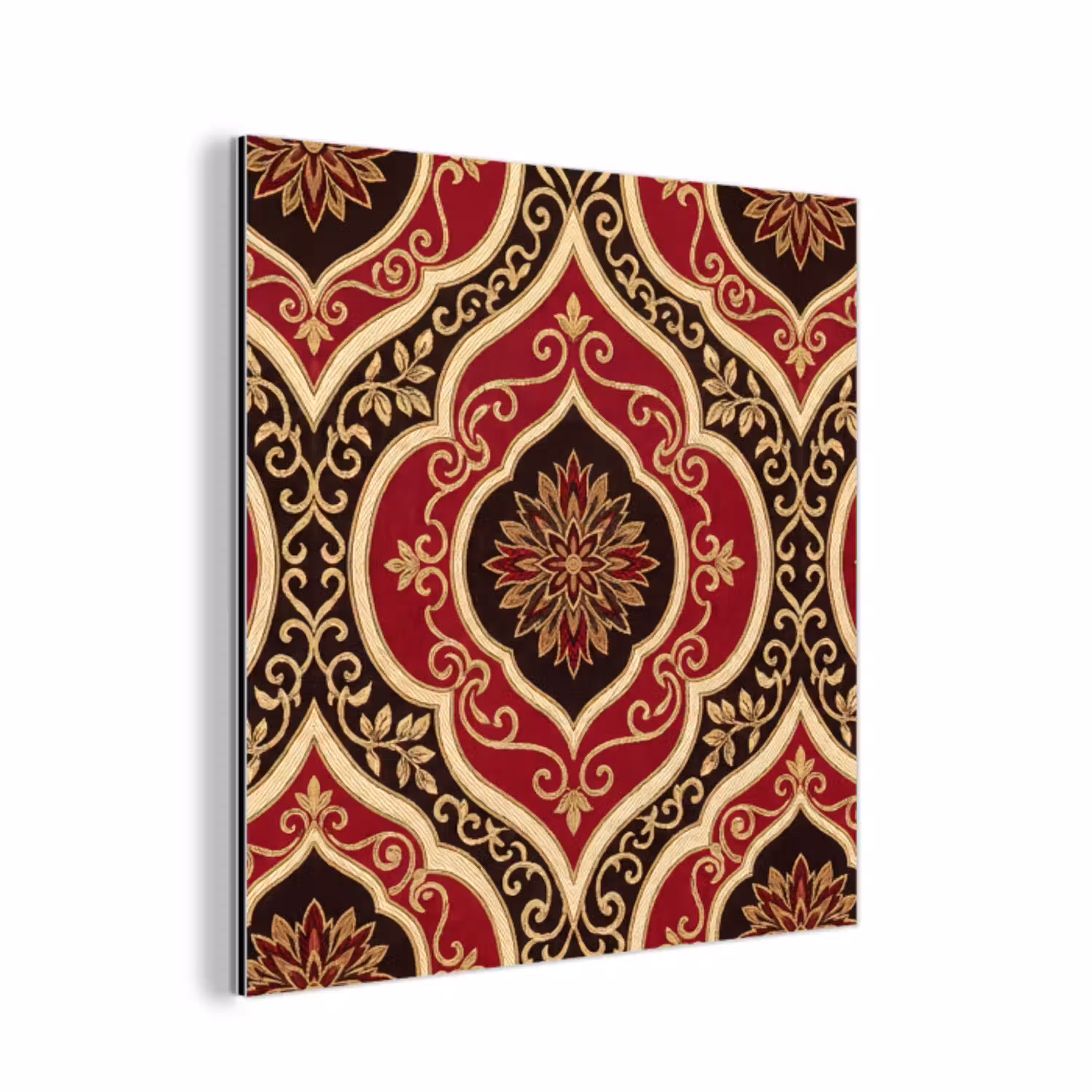 Patroon - Ornament - Barok - Rood - Goud aluminium wit klein -3d