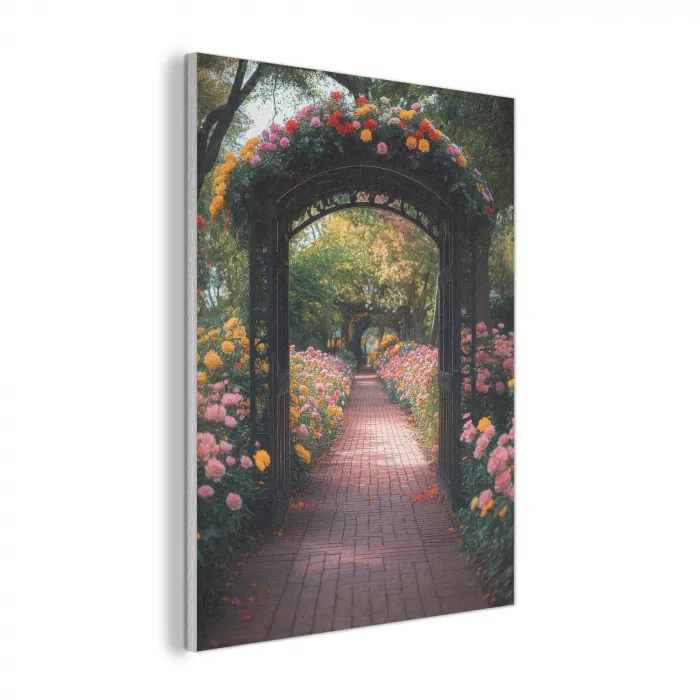 Doorkijk - Bloemen - Pad - Natuur - Kleurrijk PET vilt klein -3d