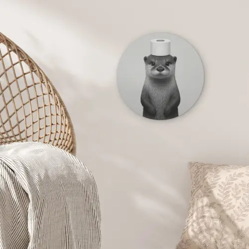 Otter - WC rol - Zwart - Wit Akoestische PET Vilt - Rond klein -sfeer4