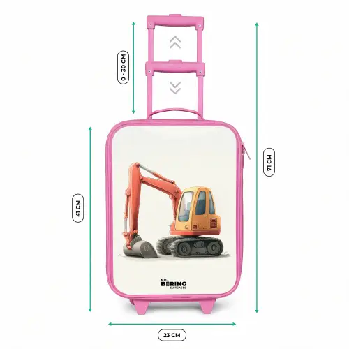 Graafmachine - Getekend - Oranje Kinderkoffer - Roze klein -productfoto_formaten