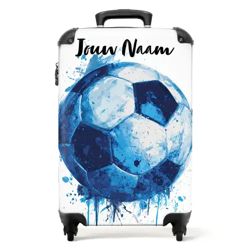 Voetbalvibes - Inktspatten - Blauw NBS - Handbagage koffer - Kinderen Unisex middel -productfoto_recht