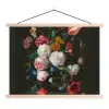 Stilleven met bloemen in een glazen vaas - Schilderij van Jan Davidsz. de Heem textielposter latten blank klein -3d