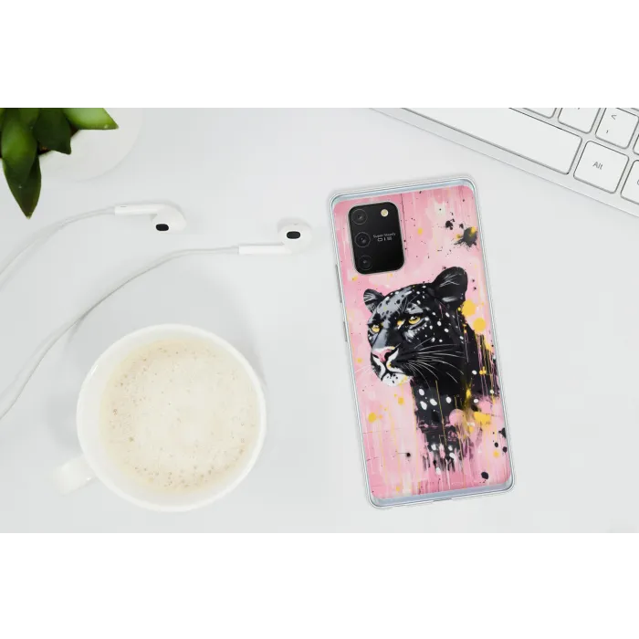 Zwart - Panter - Roze - Abstract Telefoonhoesje Samsung Galaxy S10 Lite klein -oordopS10Lite