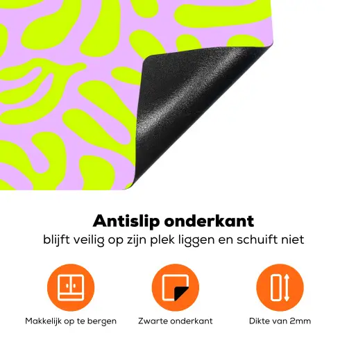 Organisch - Lila - Groen - Patroon Inductie beschermer vinyl 3mm klein 276 -zzzzzzz-td-onderkant