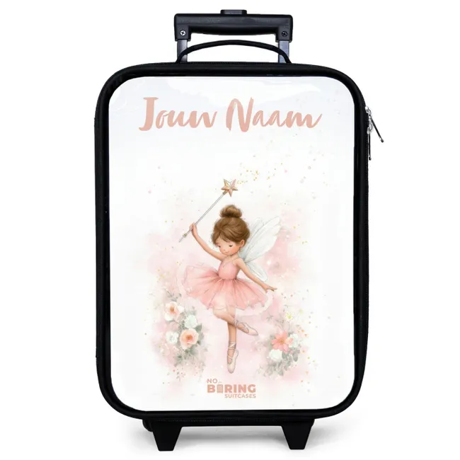 Kinderkoffer met naam - Ballerina fee in roze