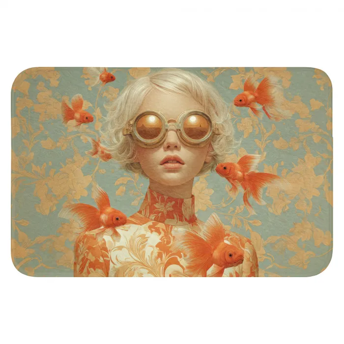 Goudvissen - Oranje - Vrouw - Blond Badmat klein -3d