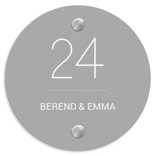 Effen lichtgrijs - Klassiek Naambord Rond klein -3d