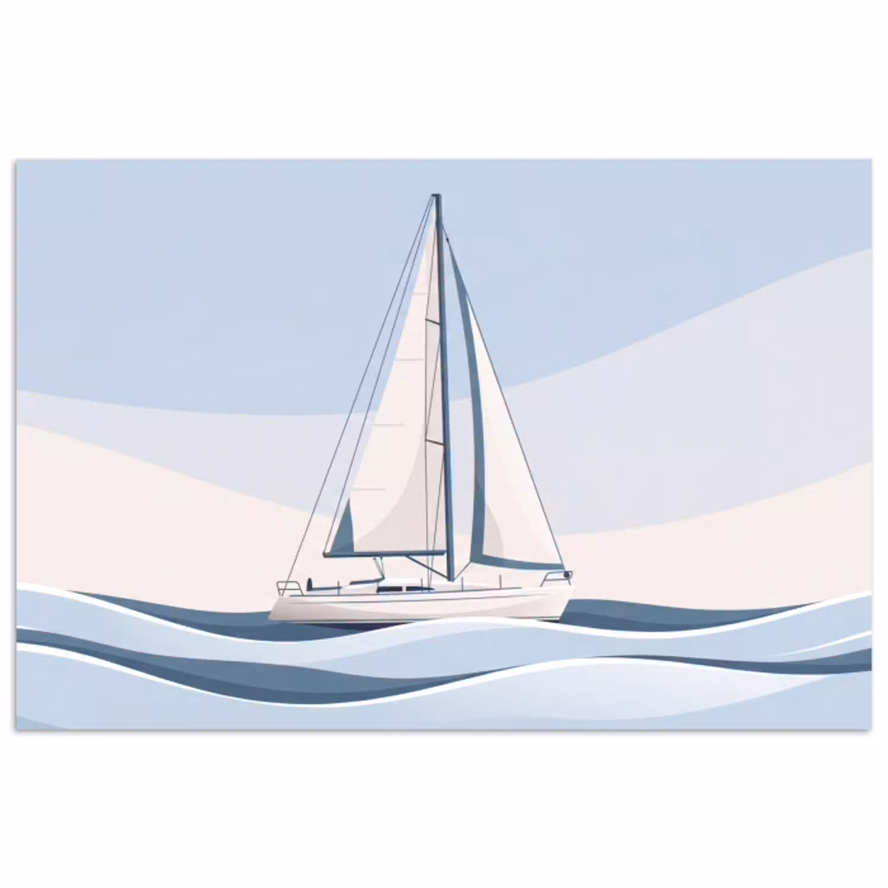 Boot - Zeil - Zee - Modern - Beige poster papier klein -3d