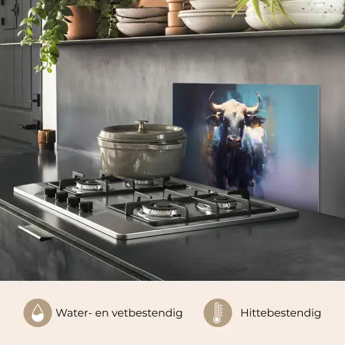 Stier - Zwart - Abstract - Horens keuken achterwand spatscherm klein -usp_NL