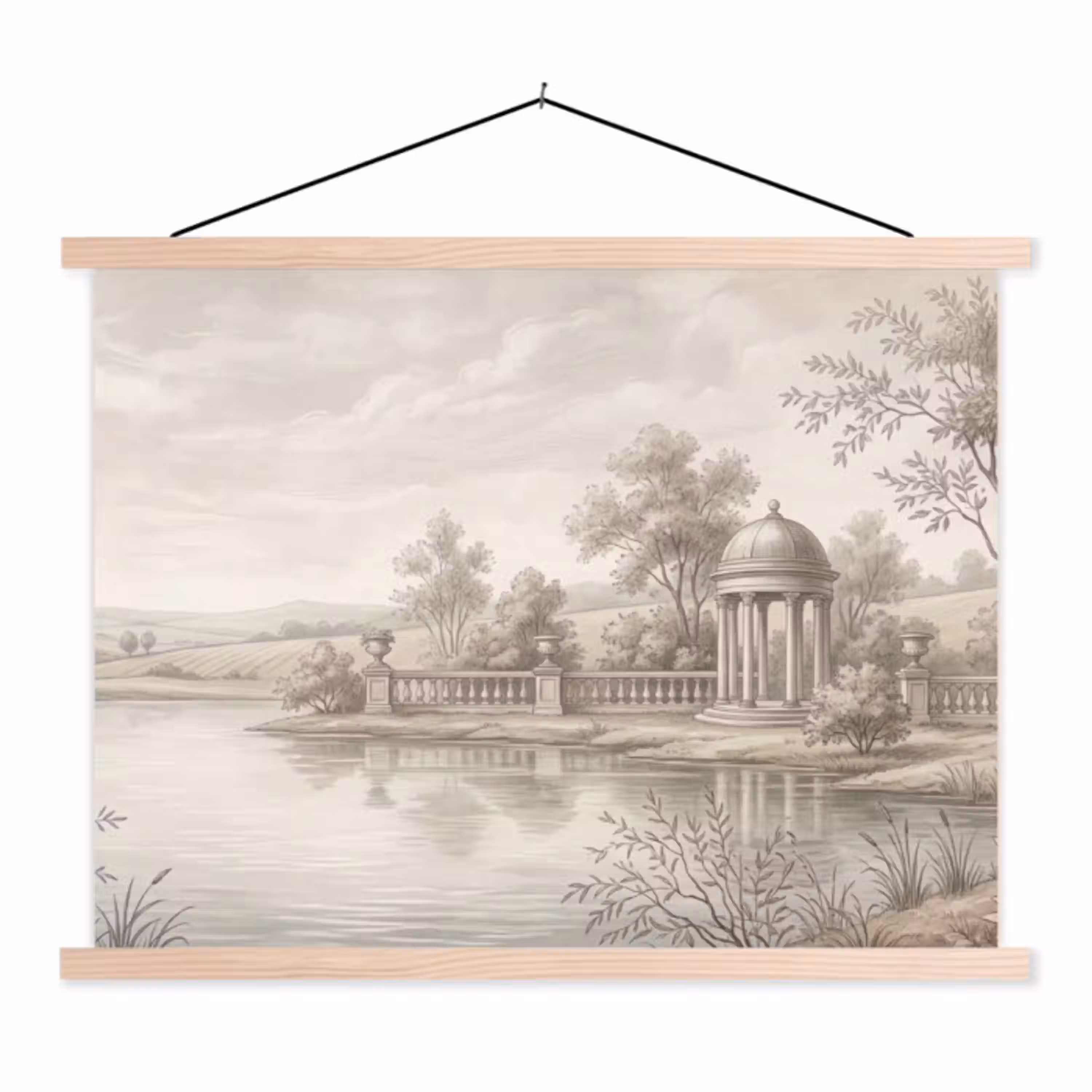 Terras - Water - Natuur - Landschap textielposter latten blank klein -3d