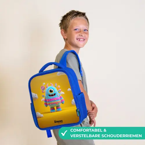 Snoep - Monster - Regenboog Kinderrugzak - Blauw middel -sfeer3_NL