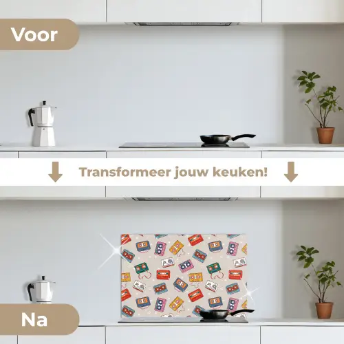 Muziek - Cassette - Patroon keuken achterwand spatscherm klein 900 -voor_na_NL