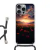 Landschap - Zonsondergang - Bloemenveld Hoesje iPhone 16 Pro Max met koord klein -3d