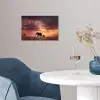 Olifanten - Grasland - Zonsondergang poster papier klein -sfeer3
