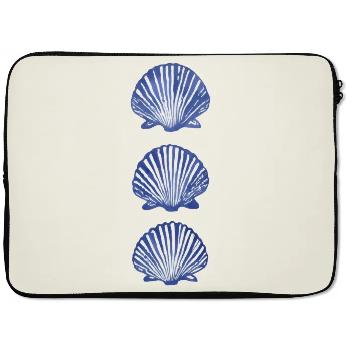 Schelpen - Blauw - Patroon laptophoes neopreen klein -zkaufland3dotto