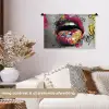 Lippen - Graffiti - Expressief Wandkleed katoen klein -sfeer1