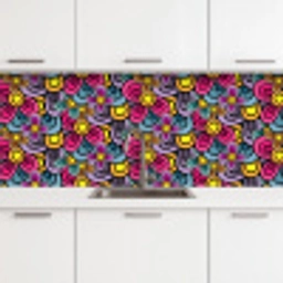 Patroon - Hippie - Bloemen - Paars keuken achterwand 2 middel 871 -3d