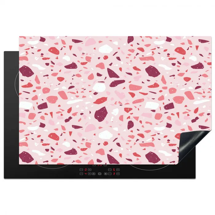 Terrazzo - Patroon - Roze Inductie beschermer vinyl 3mm klein 276 -3d