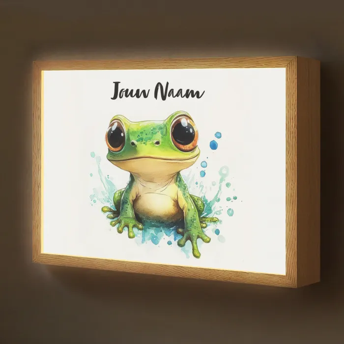 Kikker - Groen - Water - Dieren Light Box met batterij (Wandlamp kind) middel -z3d_website