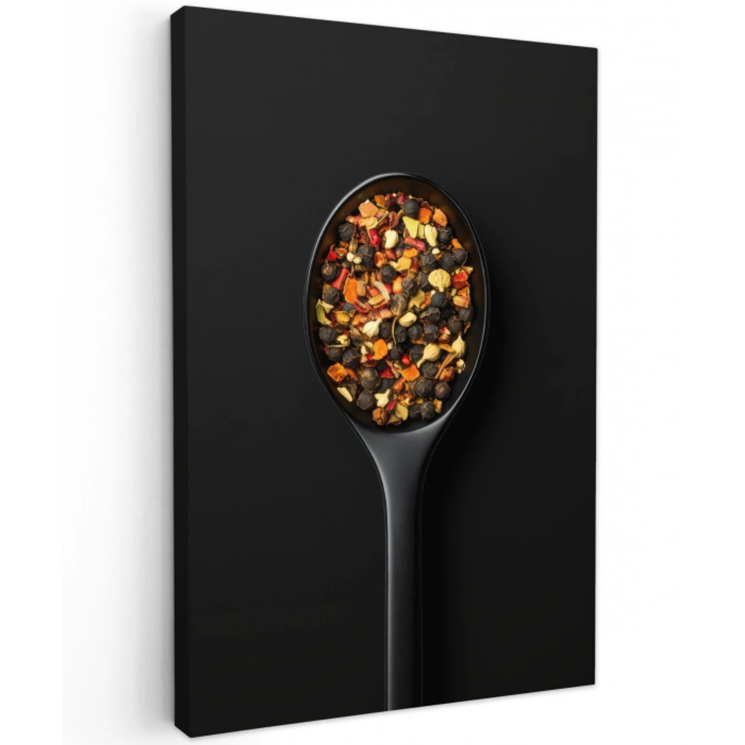 Kruiden - Zwart - Lepel Tuinposter op houten frame 2 cm dik middel -3d