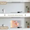 Glazen - Bloem - Roze keuken achterwand spatscherm klein -voor_na_DE