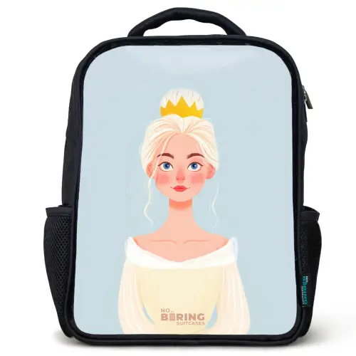 Prinses met een gouden kroon - Blauw Rugzak - Zwart middel -3d