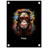 Chimpansee met koptelefoon en graffiti-spray tuinposter los doek klein -3d