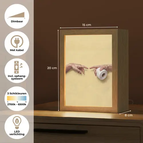 Klassiek - Kunst - Humor Light Box met kabel (Tafellamp) klein -USP_NL