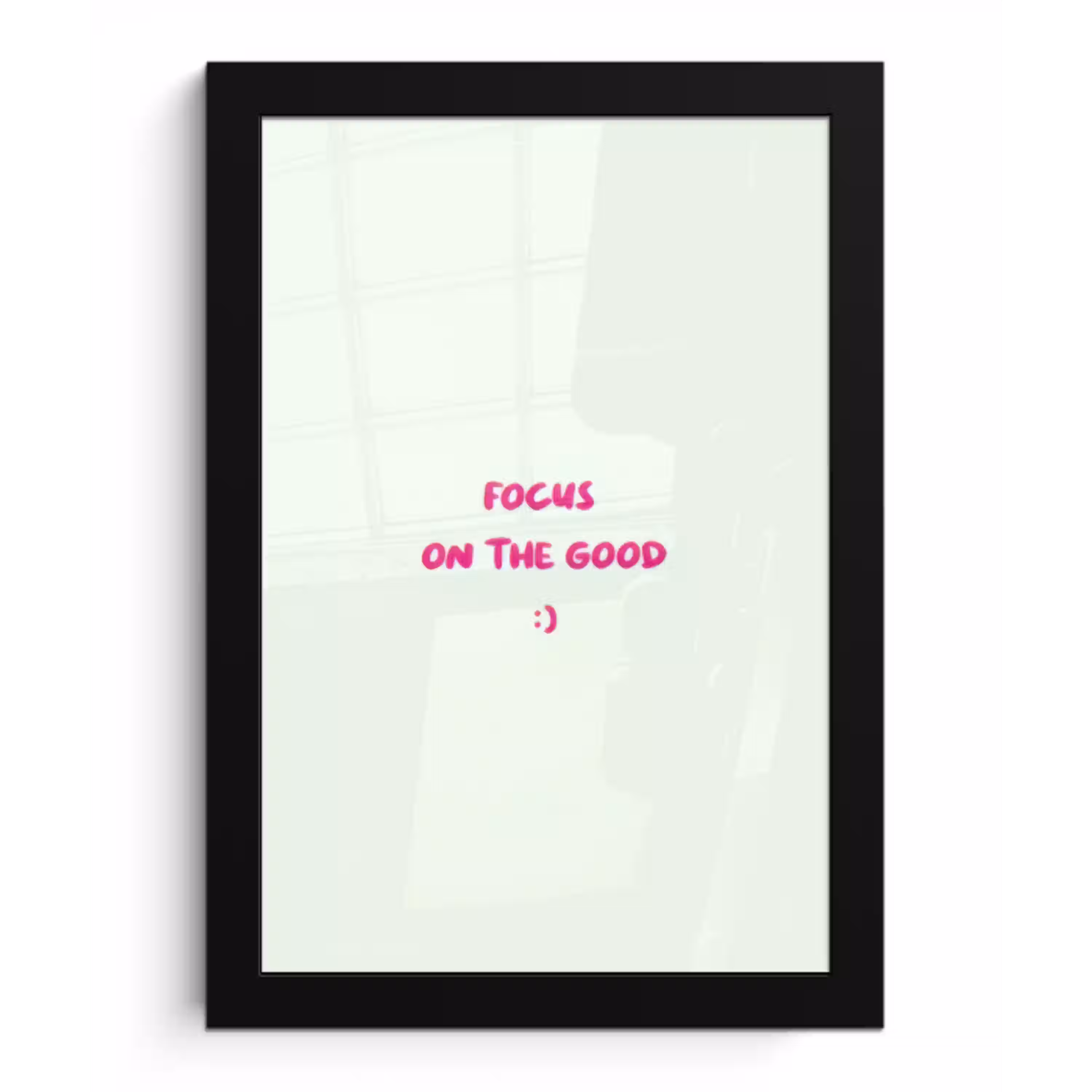 Focus - Beige - Roze - Smiley fotolijst zwart zonder passe partout klein -3d