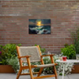 Zee - Zon - Golven - Rotsen Tuinposter op houten frame 2 cm dik klein -sfeer3