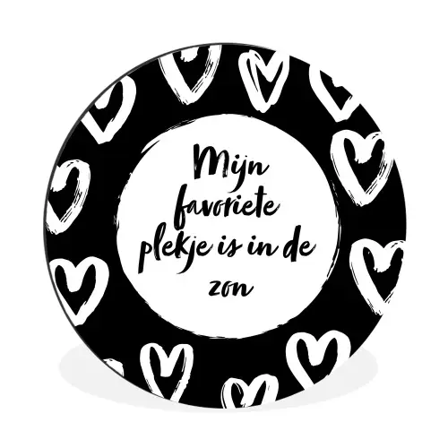 Tekst - Mijn favoriete plekje is in de zon - Quotes - Zomer - Zon Wandcirkel aluminium klein -3d