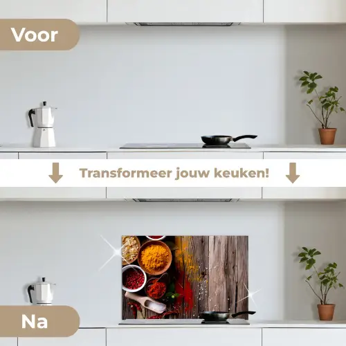 Kleurenpalet van de Natuur keuken achterwand spatscherm klein -voor_na_NL