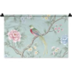 Vogel - Bloemen - Kleurrijk Wandkleed katoen klein -zz3d