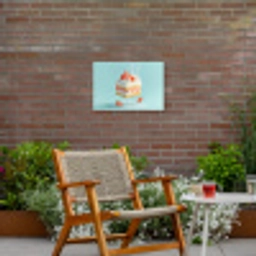 Slagroom - Taart - Blauw - Eten Tuinposter op houten frame 2 cm dik klein -sfeer3