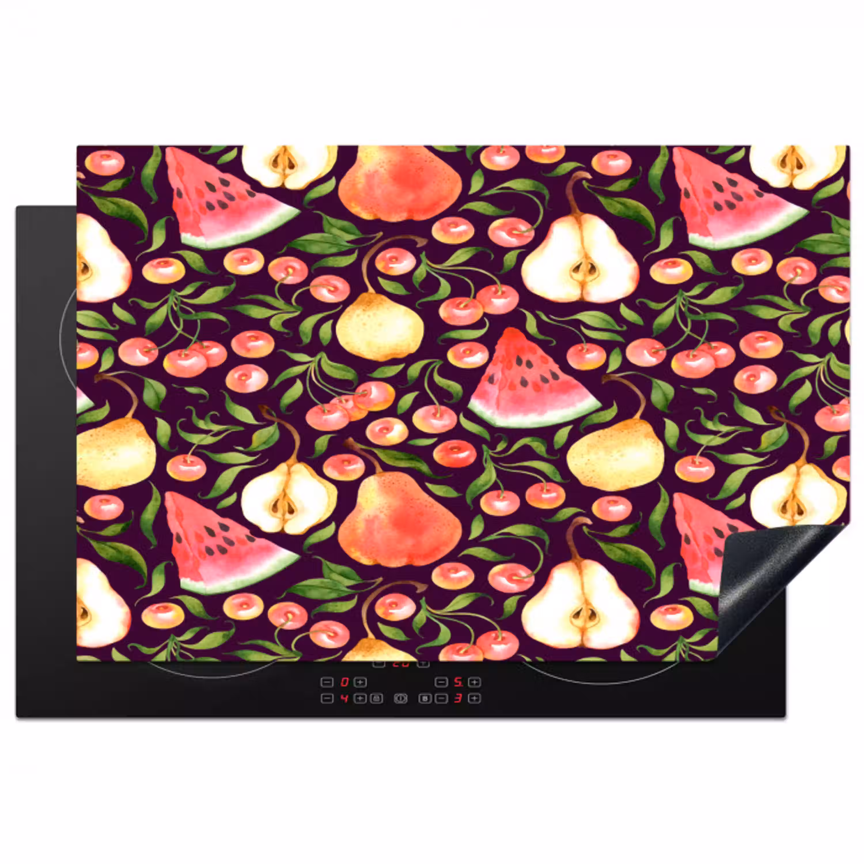 Donker - Bladeren - Fruit - Patroon Inductie beschermer vinyl 3mm klein 276 -3d