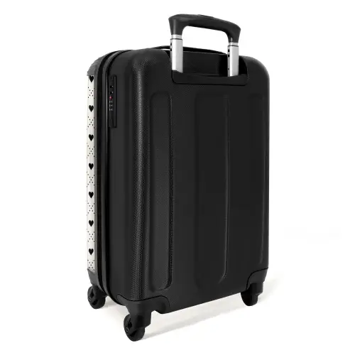 Valentijn hartjes ruitpatroon zwart wit NBS - Handbagage koffer - Kinderen Unisex middel -achterkant