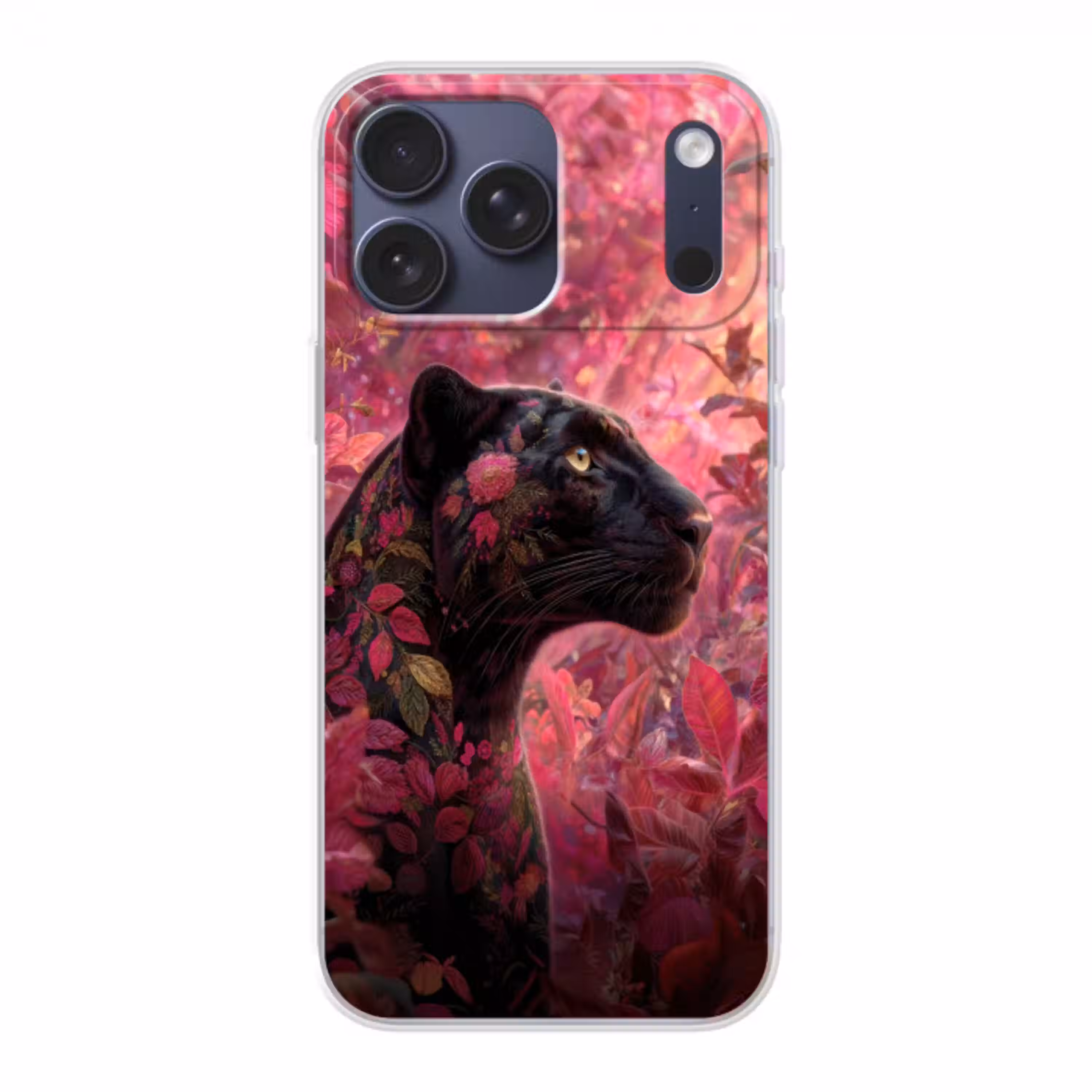 Luipaard - Bloemen - Roze Telefoonhoesje iPhone 17 Pro Max klein -3d