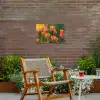 Bloemenveld - Zonnestralen - Oranje Tuinposter op houten frame 2 cm dik klein -sfeer3