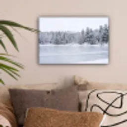 Meer - Dennen - IJs - Winter - Rustgevend canvas 2cm klein -sfeer1