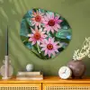 Bloemen - Roze - Glasmozaïek Wandcirkel Organisch Aluminium middel -sfeer2