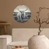 Schotse hooglander - Dieren - Wolken - Koe - Natuur Wandcirkel behangsticker klein -sfeer1