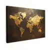 Wereldkaart - Goud - Roest Tuinposter op houten frame 2 cm dik klein -3d