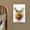 Hert - Ree - Gewei - Kunst - Verf - Dier - Kleurrijk canvas 2cm klein -sfeer3
