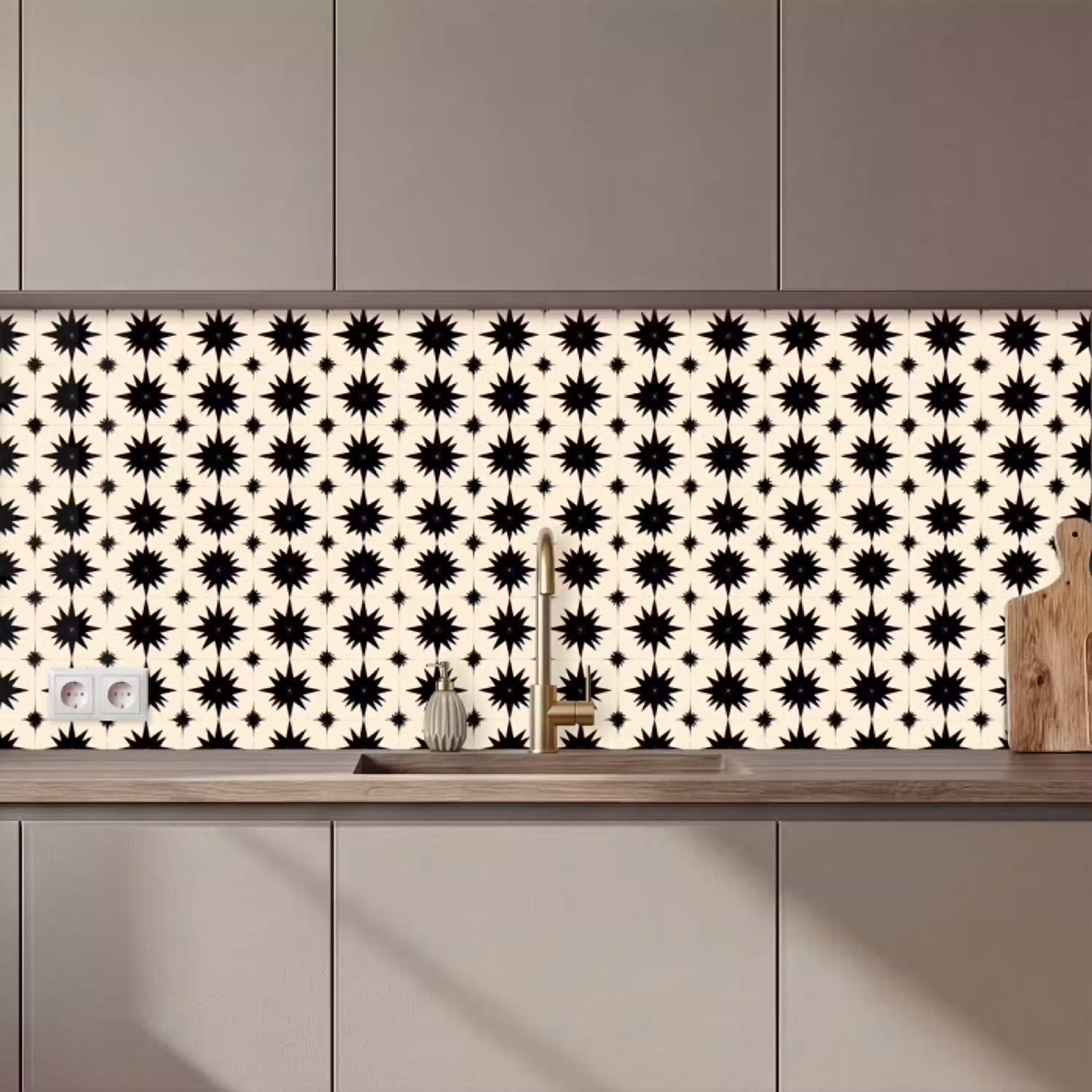 Stervormen - Geometrisch - Zwart keuken achterwand 2 middel 871 zz_3dshopping